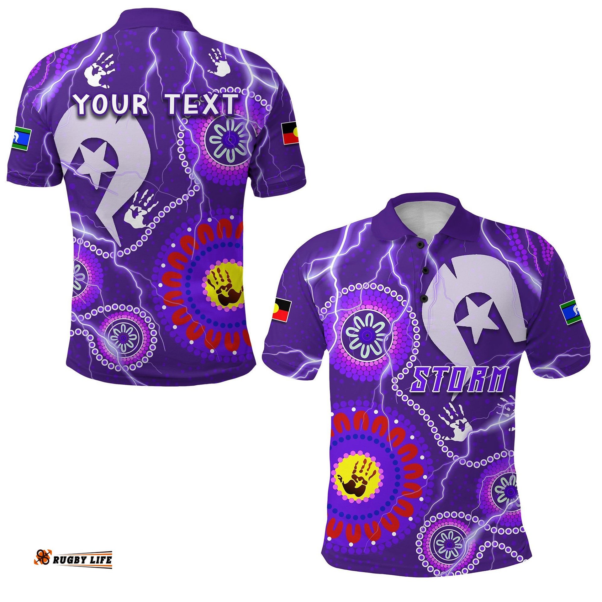 Custom Personalised Melbourne Storm Indigenous Polo Shirt Strait Islanders