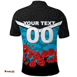 Custom Personalised Cronulla-Sutherland Sharks Anzac Day Indigenous Art Polo Shirt -