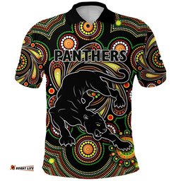 Custom Personalised Penrith Polo Shirt Panthers Indigenous Vibes, Custom Text And Number