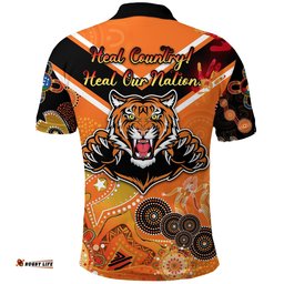 Wests Polo Shirt Tigers Indigenous Naidoc Heal Country! Heal Our Nation - Orange NO.1