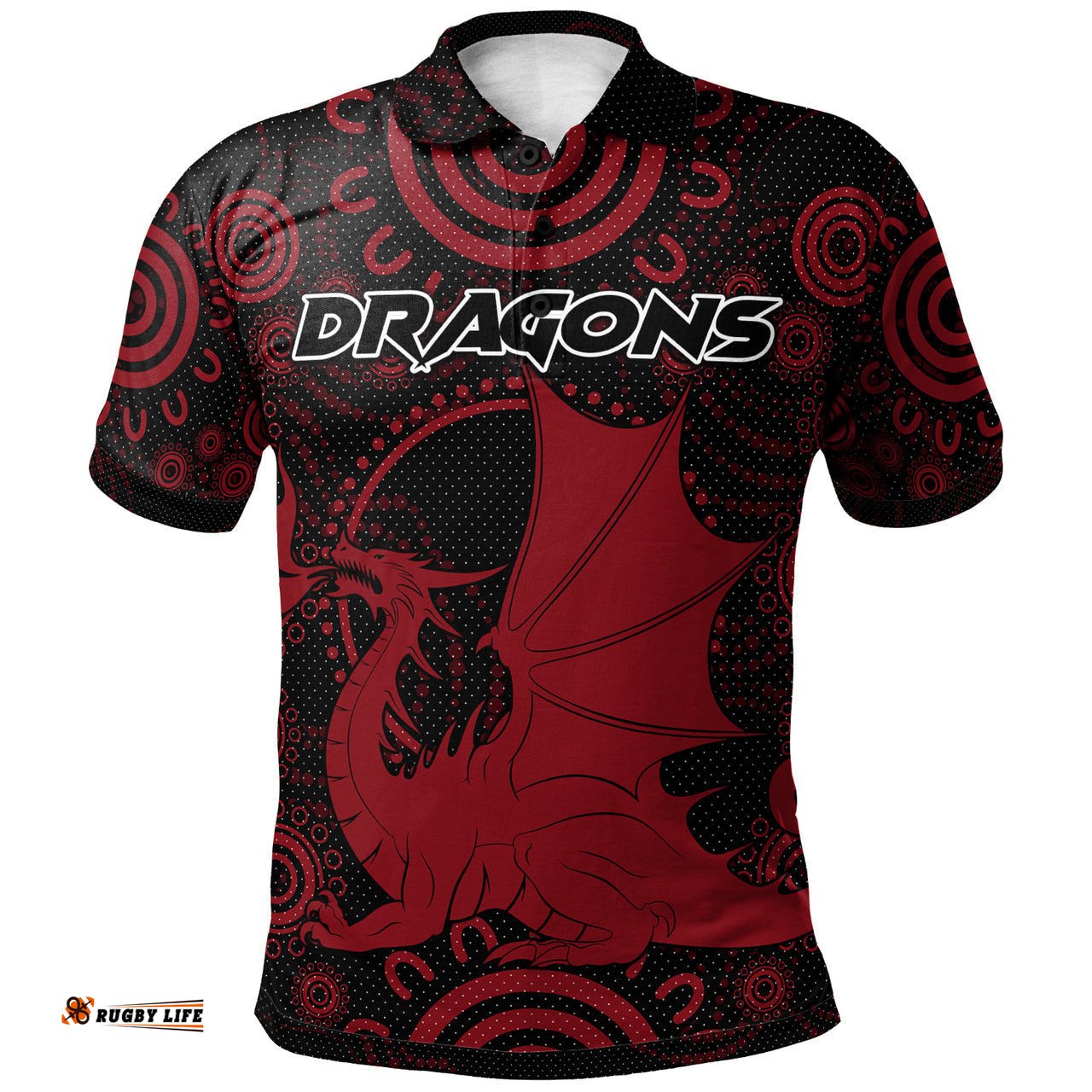 St. George Rugby Polo Shirt - Custom Indigenous Dragons Polo Shirt RLT13