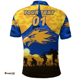 Custom Personalised West Coast Eagles ANZAC Polo Shirt Simple Style - Royal Blue