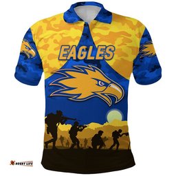 Custom Personalised West Coast Eagles ANZAC Polo Shirt Simple Style - Royal Blue