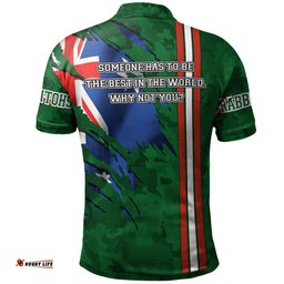 Rabbitohs Rugby Polo Shirt - Custom Rabbitohs With Camouflage and Australia Flag Polo Shirt RLT13