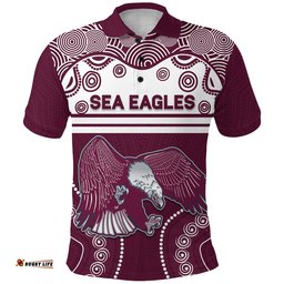 Custom Personalised Sea Eagles Indigenous Polo Shirt Manly Forever - Custom Text and Number