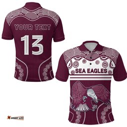 Custom Personalised Sea Eagles Indigenous Polo Shirt Manly Forever - Custom Text and Number