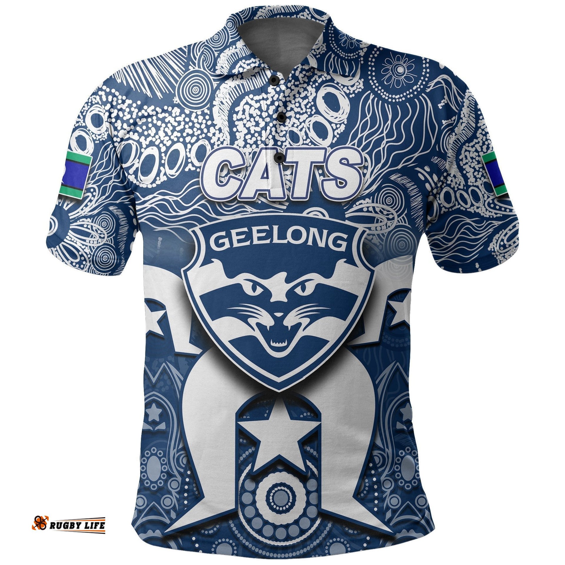 Custom Personalised Cats Australian Football Torres Strait Islanders Mix Aboriginal Polo Shirt