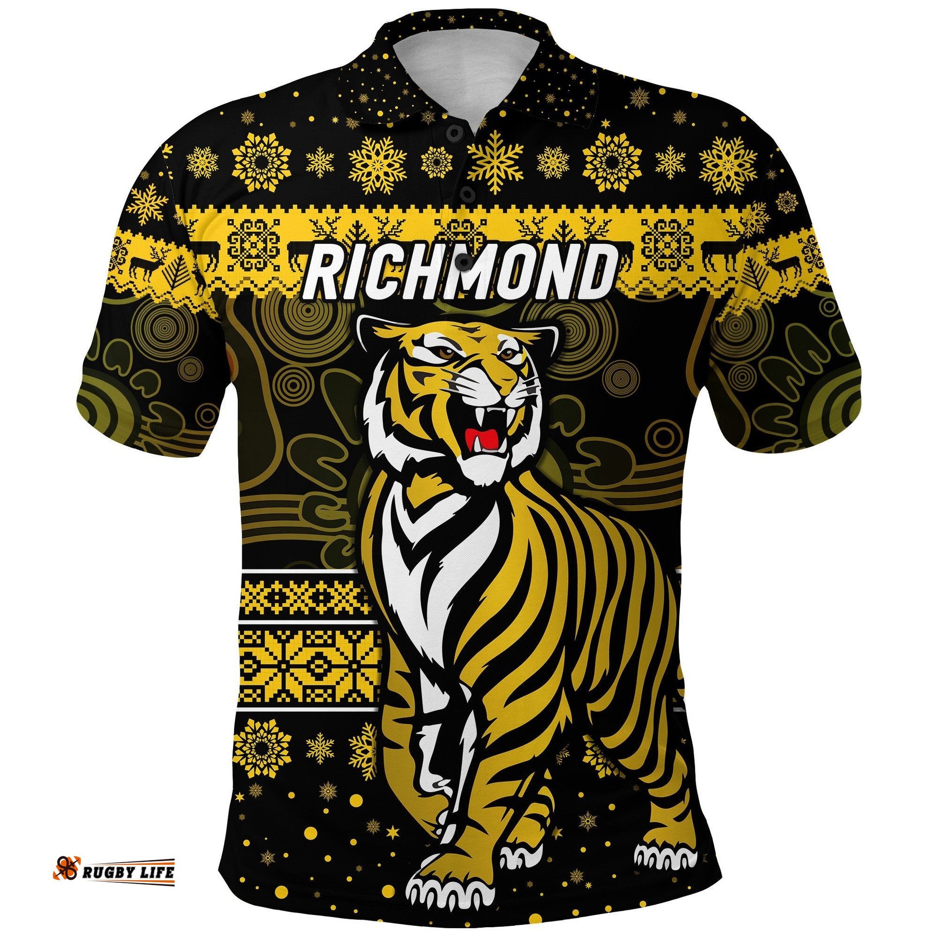 Custom Personalised Richmond Tigers Polo Shirt Christmas Simple Style - BlackLT8