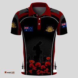 Vibe Hoodie Anzac Polo Shirt - ANZAC DAY LEST WE FORGET - POPPY SYMBOL
