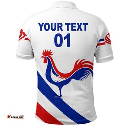 Custom Personalised France Rugby Polo Shirt Simple Style - White
