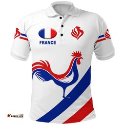 Custom Personalised France Rugby Polo Shirt Simple Style - White