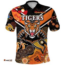 Custom Personalised Wests Polo Shirt Tigers Indigenous Naidoc Heal Country! Heal Our Nation - Black, Custom Text And Number