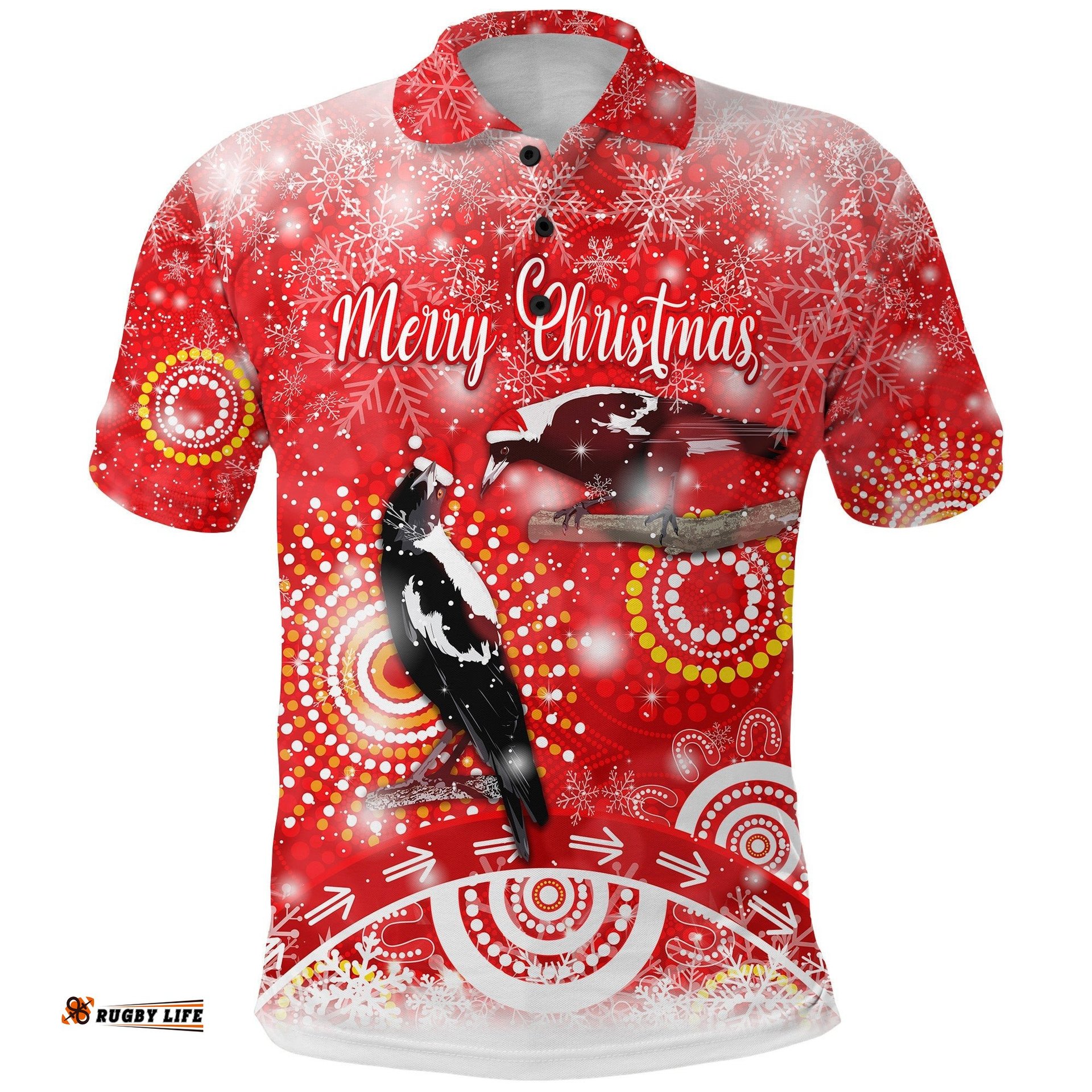 Australian Magpies Christmas Polo Shirt Original Style - Red