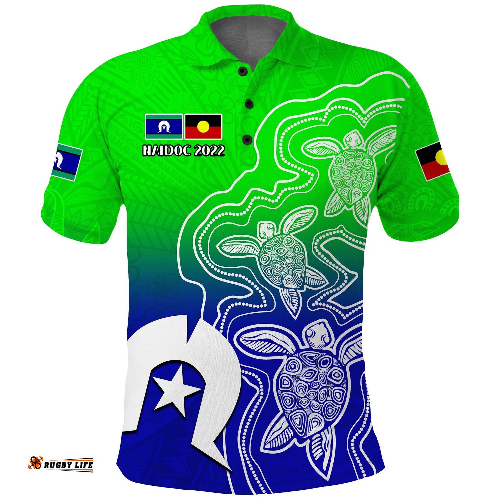 NAIDOC Week 2022 Polo Shirt Torres Strait Islanders with Aboriginal Turtles