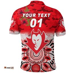 Custom Personalised Federal Football Club ANZAC Polo Shirt Indigenous Vibes