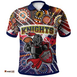 Knights Rugby Polo Shirt - Aboriginal Knights Anzac Day'' Lest We Forget '' Polo Shirt