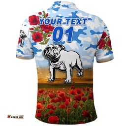 Custom Personalised Canterbury-Bankstown Bulldogs ANZAC 2022 Polo Shirt Poppy Flowers Vibes - White