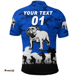 Custom Personalised Bulldogs ANZAC Polo Shirt Simple Style - Blue