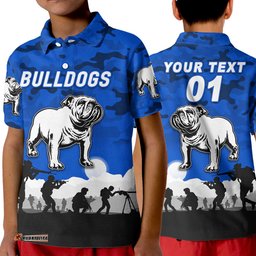 Custom Personalised Bulldogs ANZAC Polo Shirt Simple Style - Blue