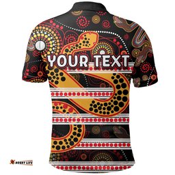 Custom Personalised Parramatta Eels Polo Shirt Aboriginal Tribal Style Black
