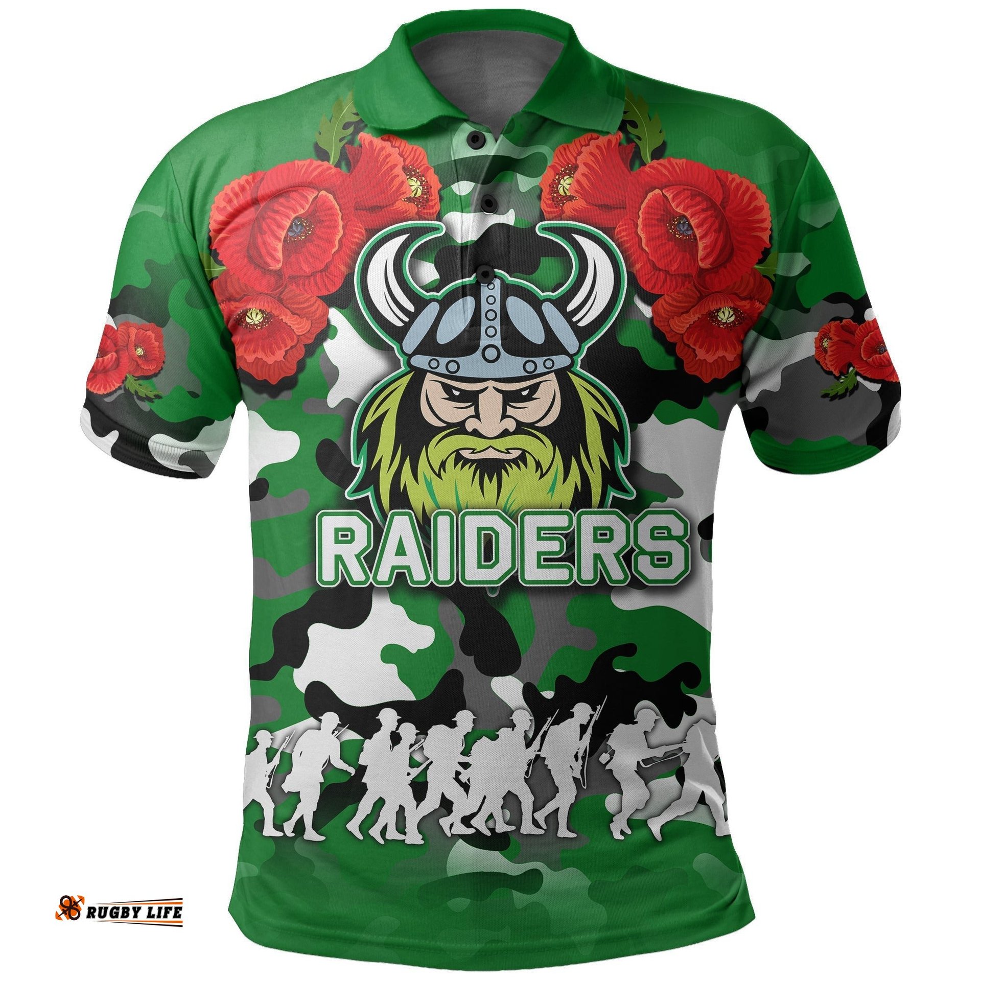Anzac Day Polo Shirt Raiders Army Style