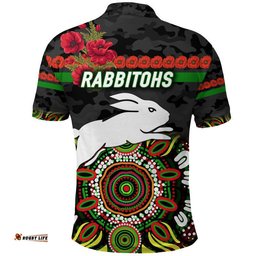 Rabbitohs ANZAC Polo Shirt Indigenous Vibes - Black
