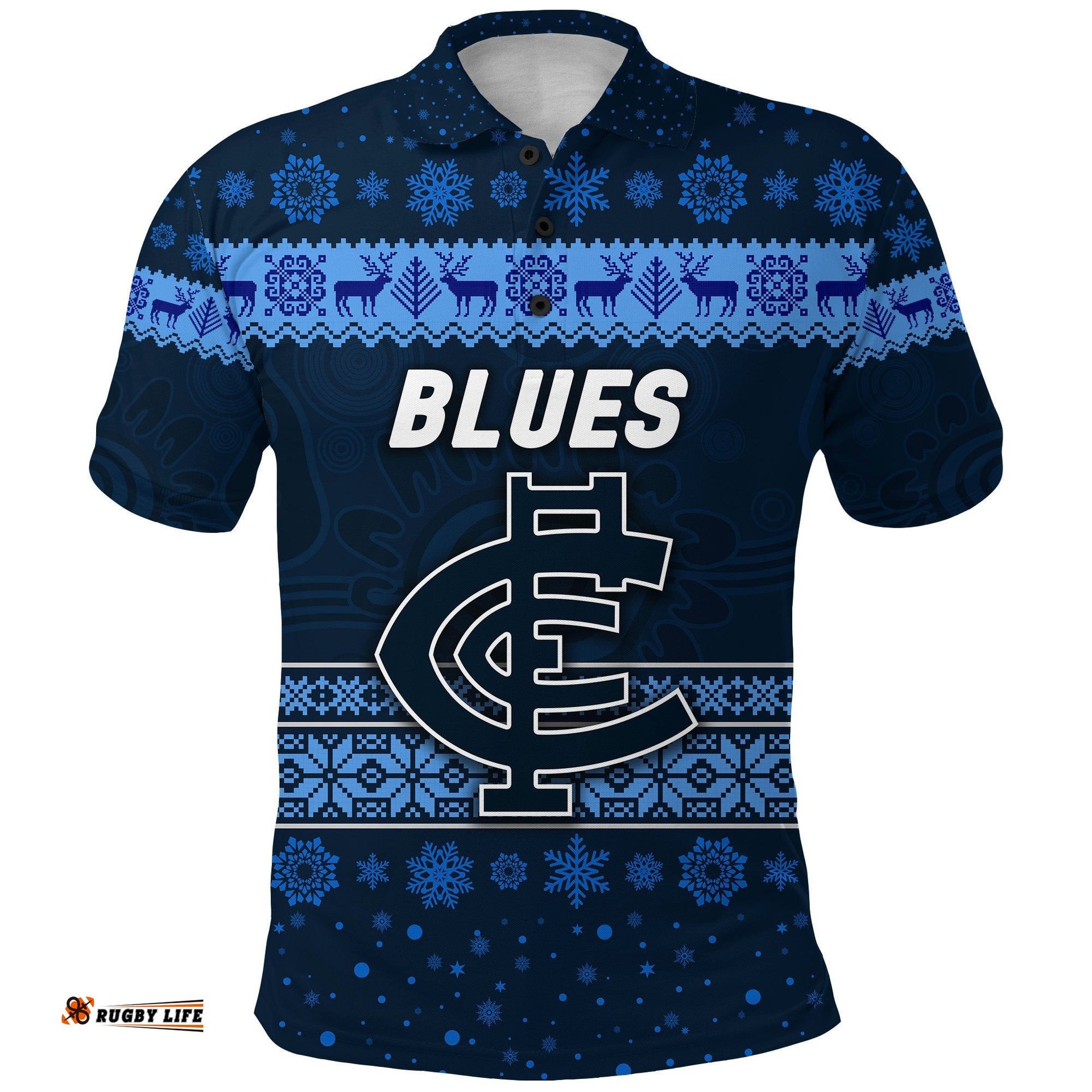Carlton Blues Polo Shirt Christmas Simple Style