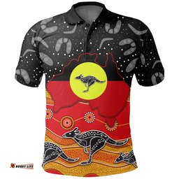 Custom Personalised Aboriginal Flag Polo Shirt Map Aussie
