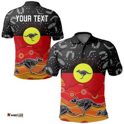 Custom Personalised Aboriginal Flag Polo Shirt Map Aussie