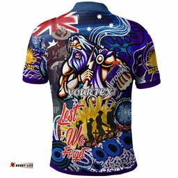 Storm Rugby Australia And NZ Anzac Poppy Polo Shirt - Lest We Forget Indigenous Melbourne Storm With Rugby Ball And Aboriginal Patterns