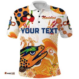 Custom Personalised Parramatta Polo Shirt Eels Indigenous Naidoc Heal Country! Heal Our Nation - White