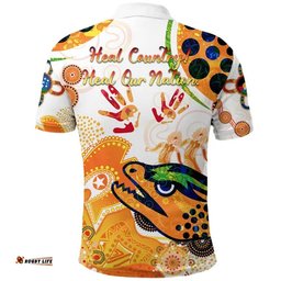 Custom Personalised Parramatta Polo Shirt Eels Indigenous Naidoc Heal Country! Heal Our Nation White