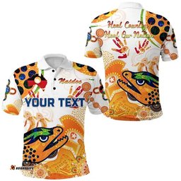 Custom Personalised Parramatta Polo Shirt Eels Indigenous Naidoc Heal Country! Heal Our Nation White