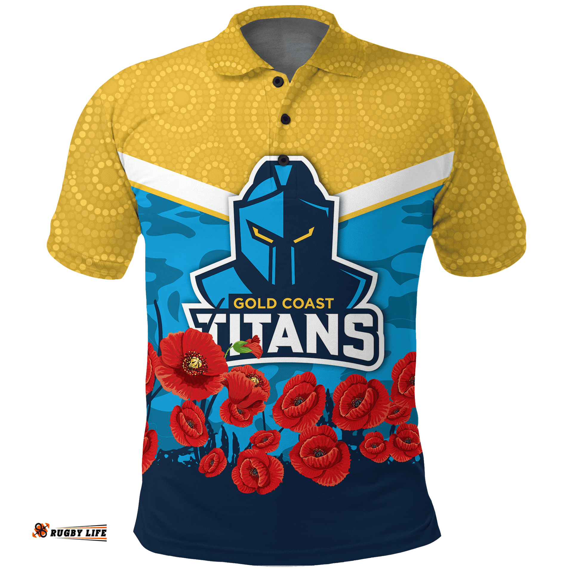 Custom Personalised Titans Anzac Day Indigenous Art Polo Shirt -