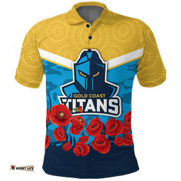 Custom Personalised Titans Anzac Day Indigenous Art Polo Shirt -