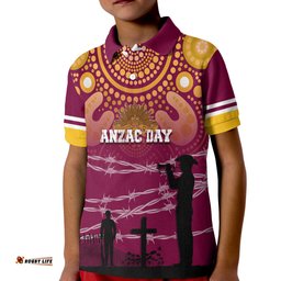 Broncos Rugby Polo Shirt Anzac Day Barb Wire Style