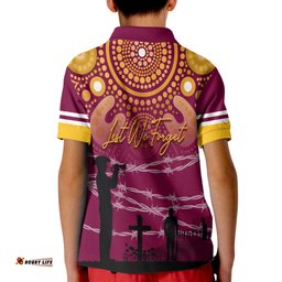 Broncos Rugby Polo Shirt Anzac Day Barb Wire Style