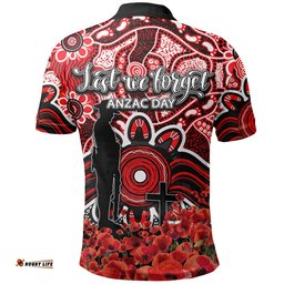 St. George Dragons Polo Shirt Anzac Day Poppy Flowers With Aboriginal