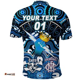 Custom Personalised Port Adelaide Power Indigenous Polo Shirt Football 2021 Premiers - The King, Custom Text And Number