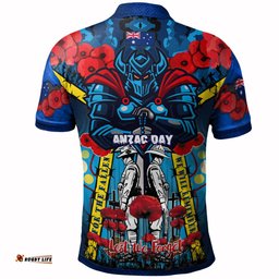Titans Aboriginal Rugby Anzac Day Custom Watercolour Polo Shirt - Remembrance Indigenous Titans With Poppy Flower RLT13