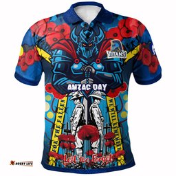 Titans Aboriginal Rugby Anzac Day Custom Watercolour Polo Shirt - Remembrance Indigenous Titans With Poppy Flower RLT13