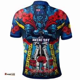 Titans Aboriginal Rugby Anzac Day Custom Watercolour Polo Shirt - Remembrance Indigenous Titans With Poppy Flower RLT13
