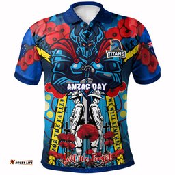 Titans Aboriginal Rugby Anzac Day Custom Watercolour Polo Shirt - Remembrance Indigenous Titans With Poppy Flower RLT13