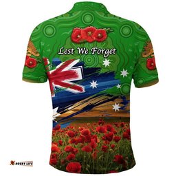 Australia Aboriginal ANZAC Polo Shirt Poppy Vibes - Green