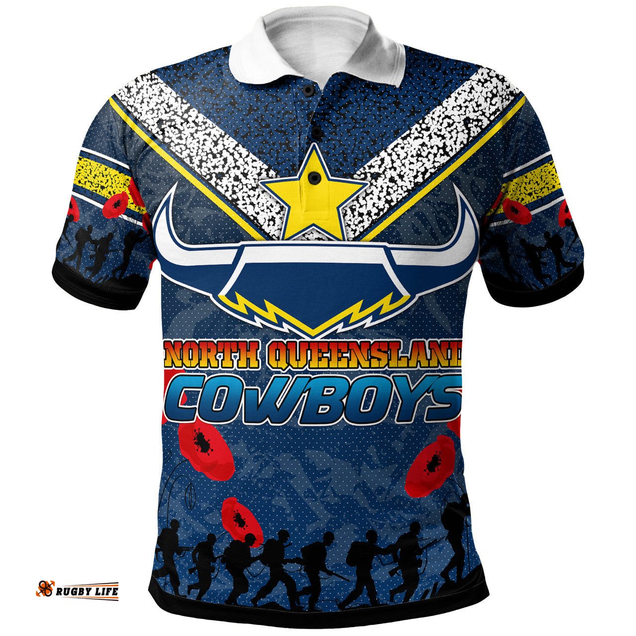 Cowboys Rugby Polo Shirt - Custom Anzac Cowboys Polo Shirt RLT13