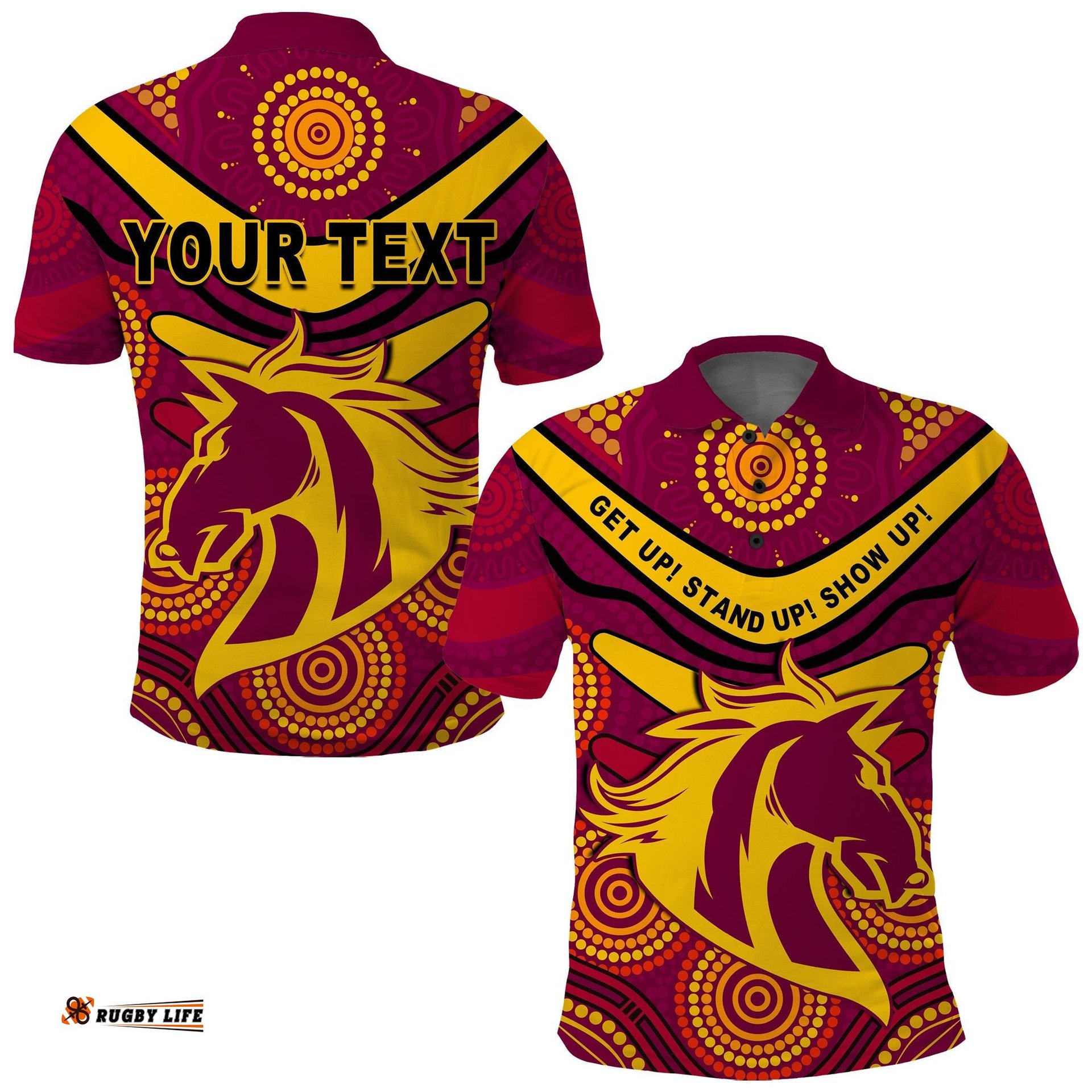 Custom Personalised Broncos NAIDOC Week 2022 Polo Shirt Aboriginal Get Up