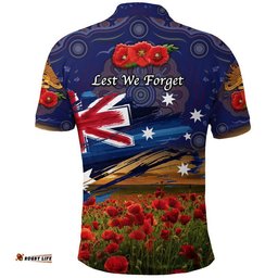 Australia Aboriginal ANZAC Polo Shirt Poppy Vibes - Navy