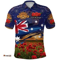 Australia Aboriginal ANZAC Polo Shirt Poppy Vibes - Navy