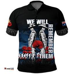 Australia ANZAC 2022 Polo Shirt Camouflage With Poppy Blue -