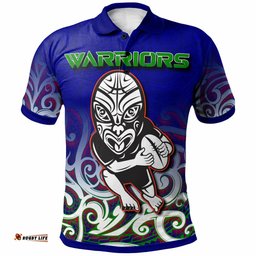 Warriors Rugby Polo Shirt - Custom Warriors Ruby Maori Patterns Polo Shirt